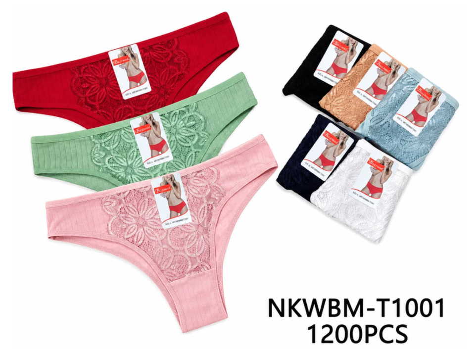Lot de Culottes Côtelées avec Dentelle Florale NKWBM-T1001