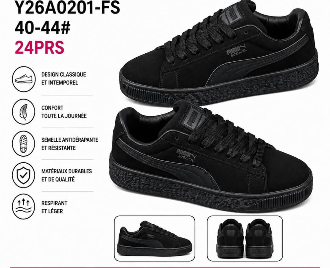 Puma Suede XL Triple Noir - Baskets Classiques Intemporelles